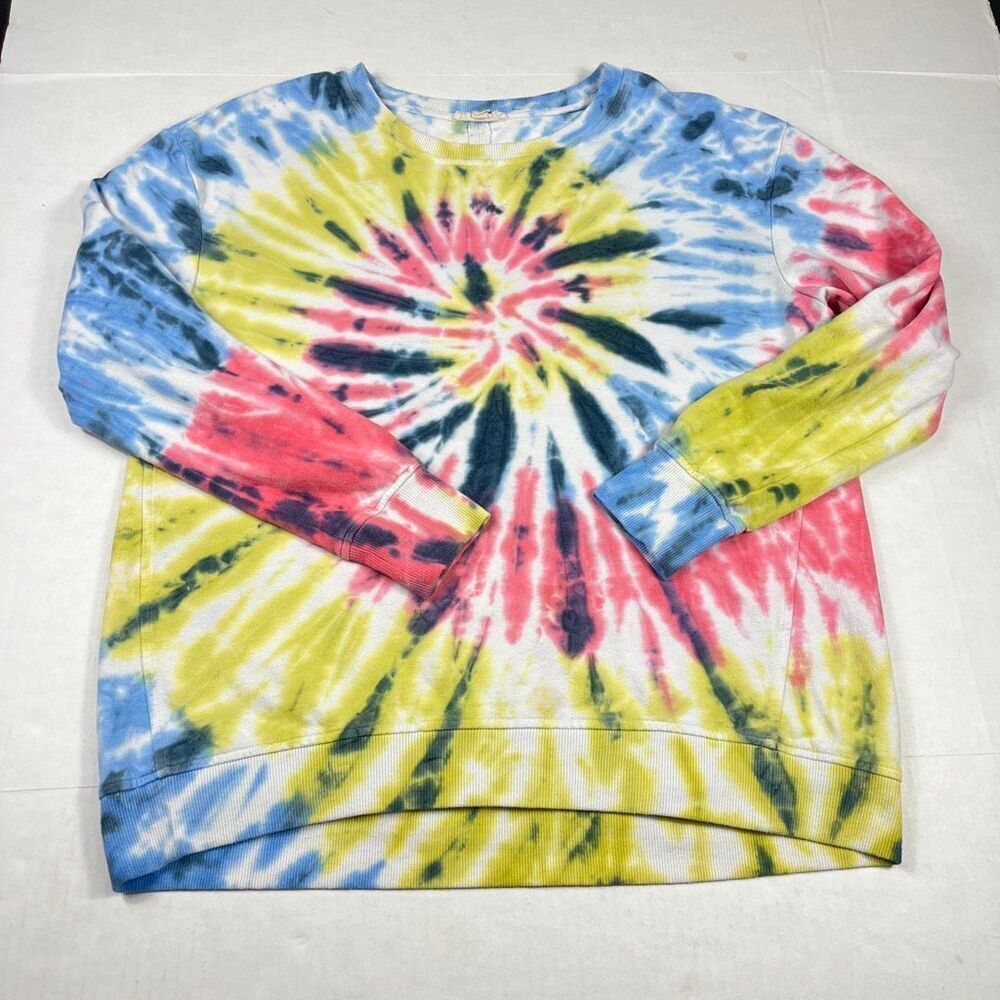 Jane And Delancey Tie Dye Sweatshirt Starburst Colorful Hippie Retro Pullover L - Picture 1 of 10